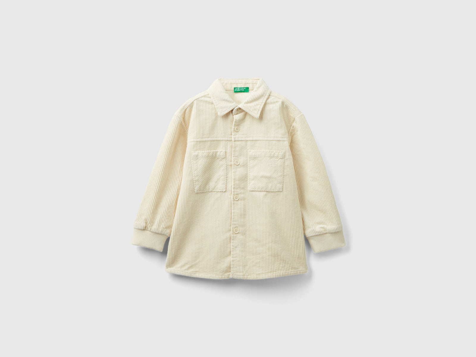 Camicia in velluto con tasche da bimbo beige | Benetton Outlet