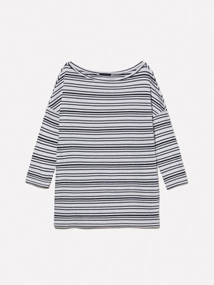T-shirt a righe con scollo a barca