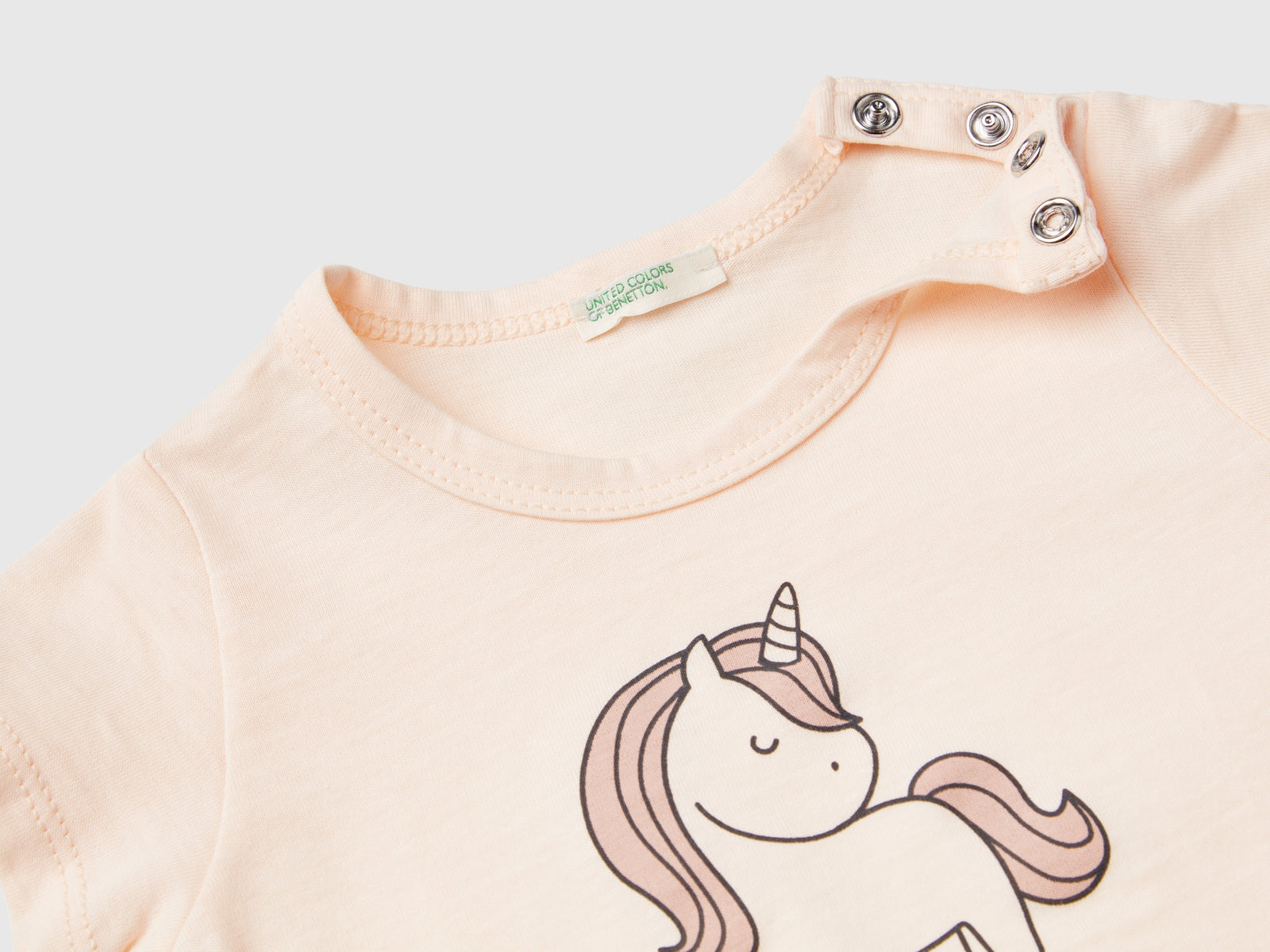 T-shirt manica corta in cotone bio da neonato pesca 2 | Benetton Outlet