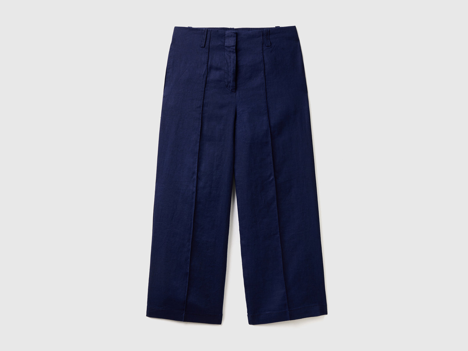 Pantaloni ampi in puro lino da donna blu scuro | Benetton Outlet