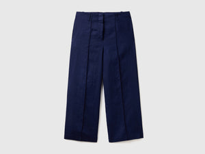Pantaloni ampi in puro lino