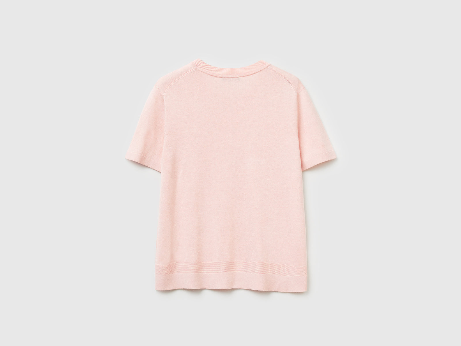 Maglia manica corta in misto seta da donna rosa tenue 2 | Benetton Outlet