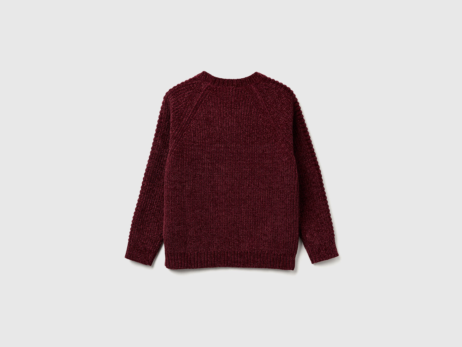 Maglia girocollo in ciniglia da bambino bordeaux 2 | Benetton Outlet