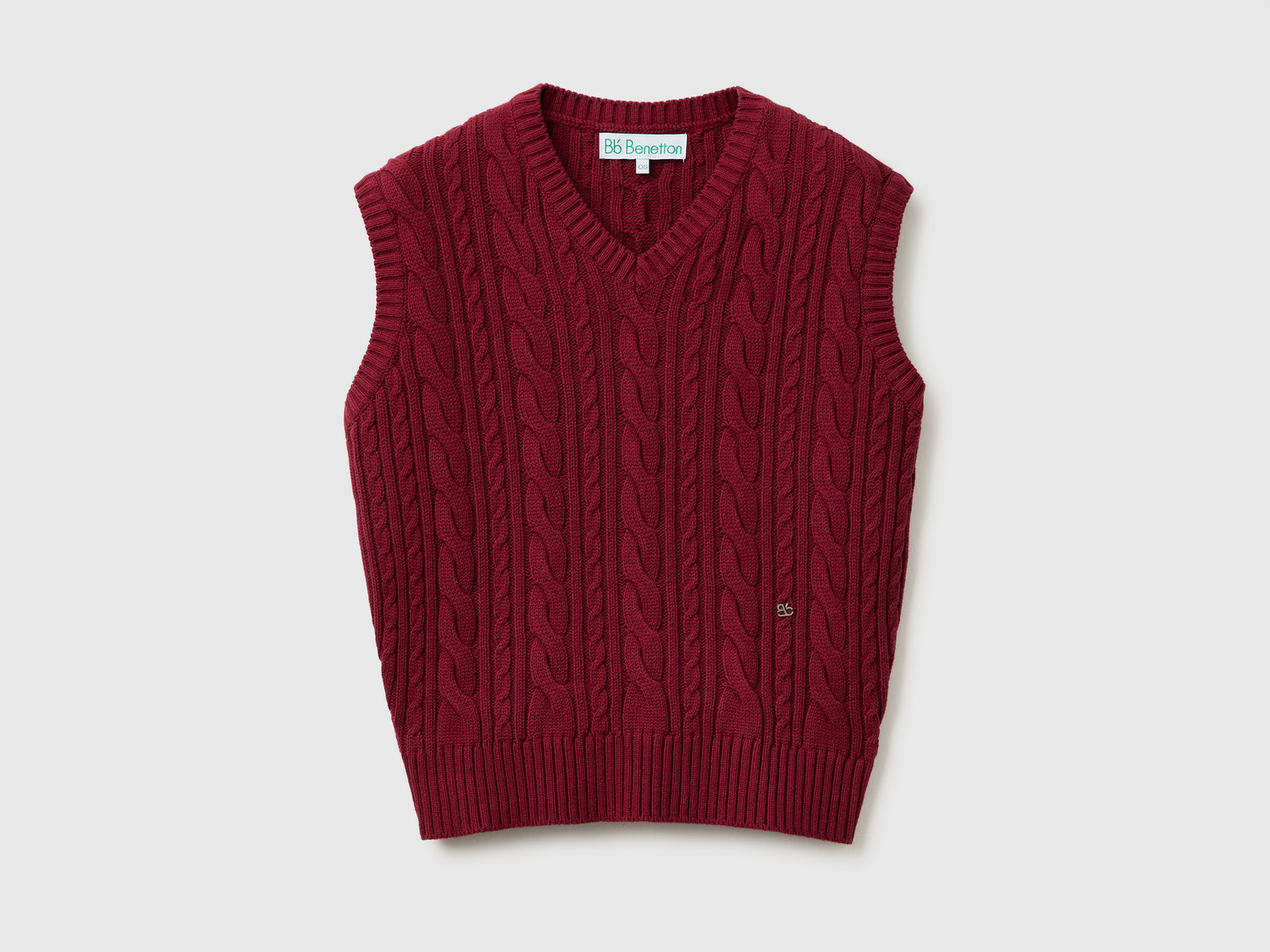 Gilet con trecce da donna bordeaux | Benetton Outlet