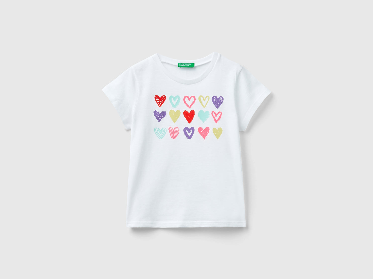 Maglietta con dettagli fluo da bimba bianco | Benetton Outlet