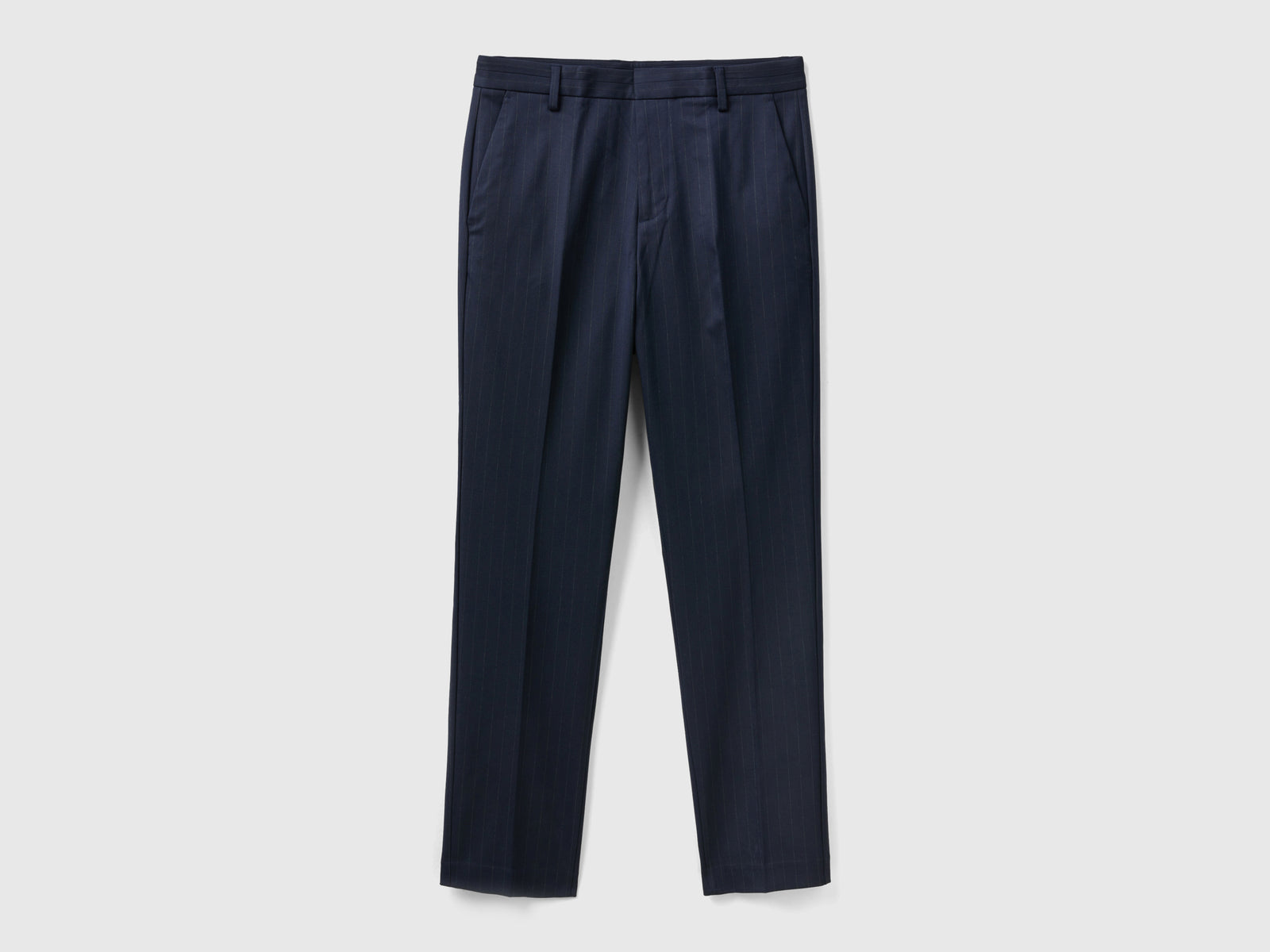 Chino effetto gessato slim fit da uomo blu scuro | Benetton Outlet