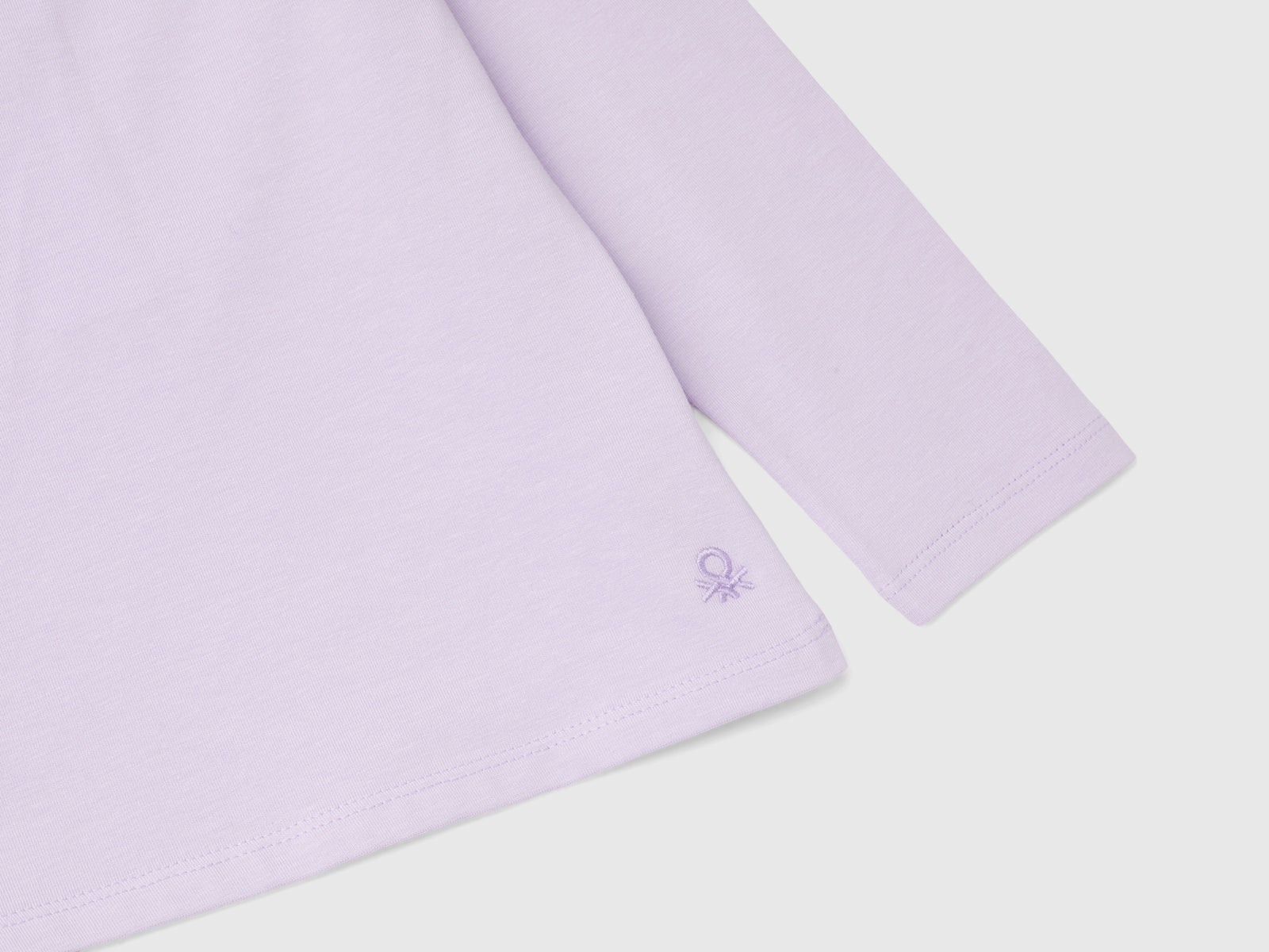 T-shirt lupetto in cotone stretch da bimba lilla 3 | Benetton Outlet