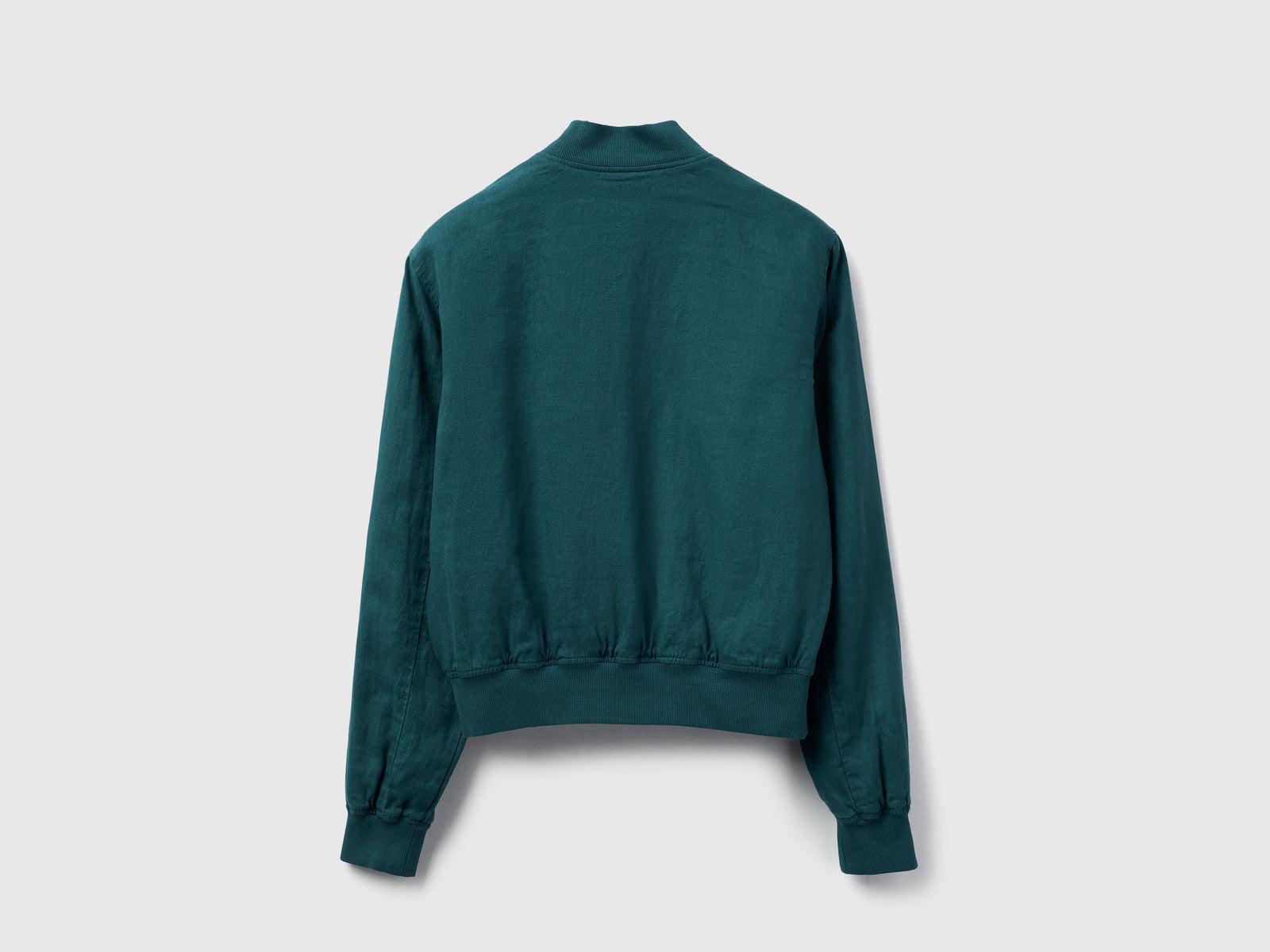 Bomber in 100% lino da donna verde scuro 2 | Benetton Outlet