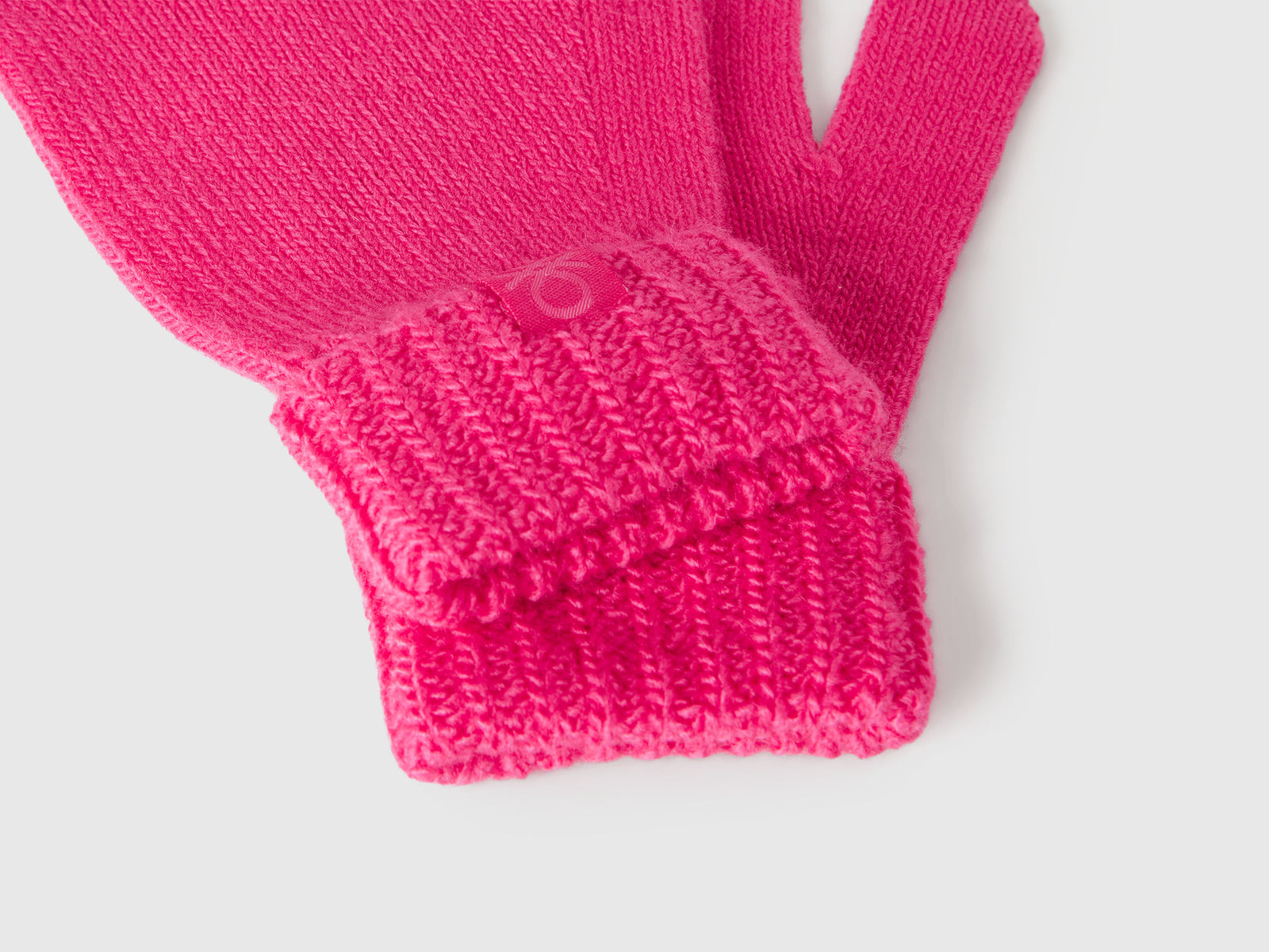 Guanti in maglia con logo da bambino fucsia 3 | Benetton Outlet