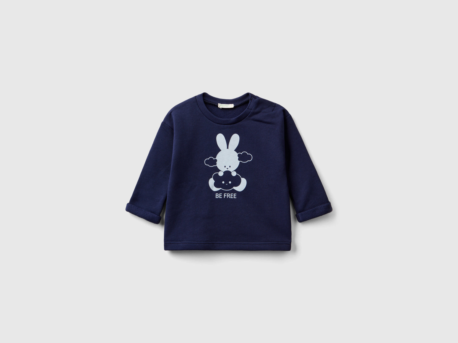 Felpa in cotone bio con stampa da neonato blu scuro | Benetton Outlet