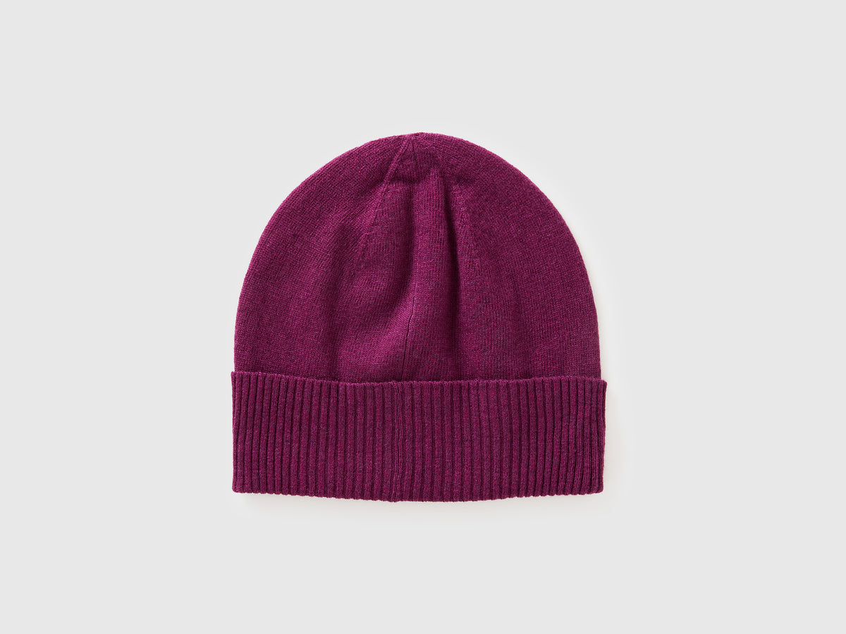 Cappello viola in pura lana Merino