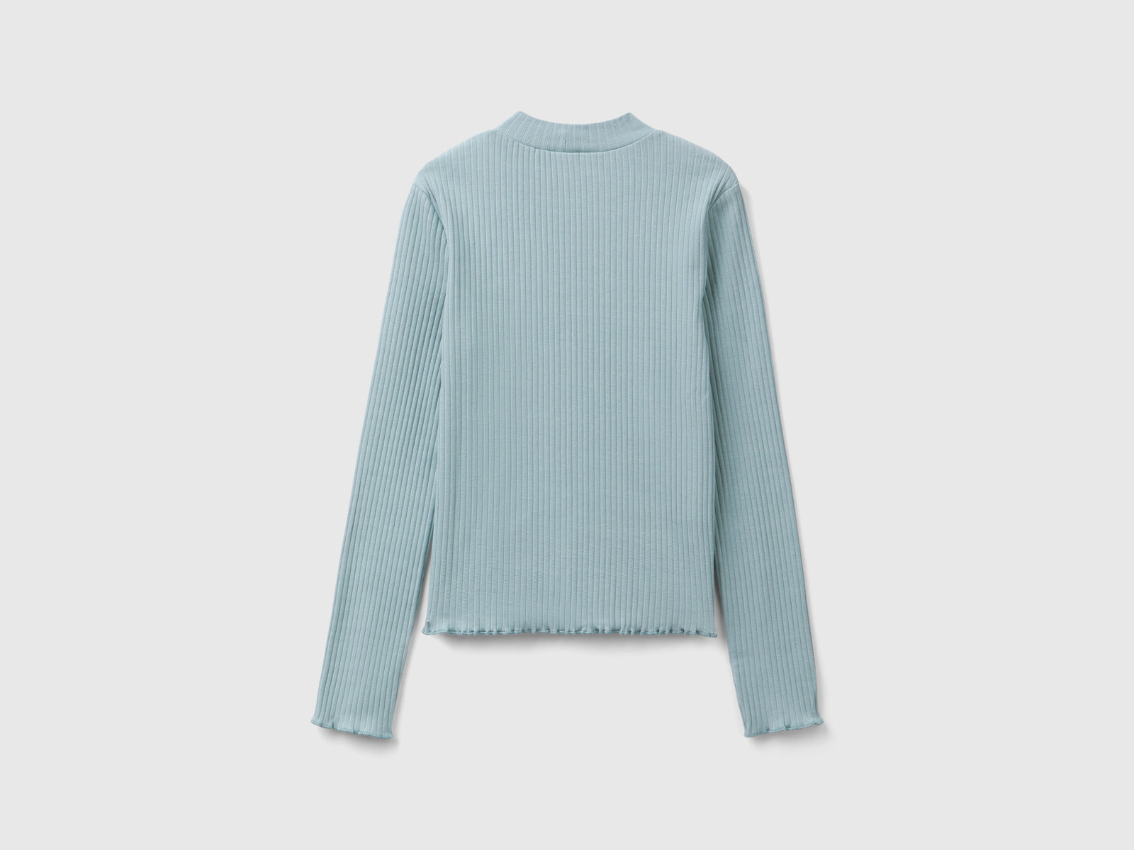 Maglietta slim fit in cotone stretch da bambina grigio perla 2 | Benetton Outlet