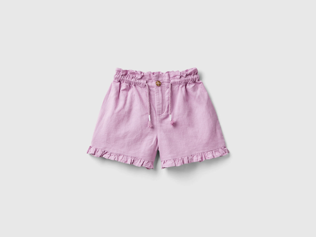 Shorts con coulisse in misto lino