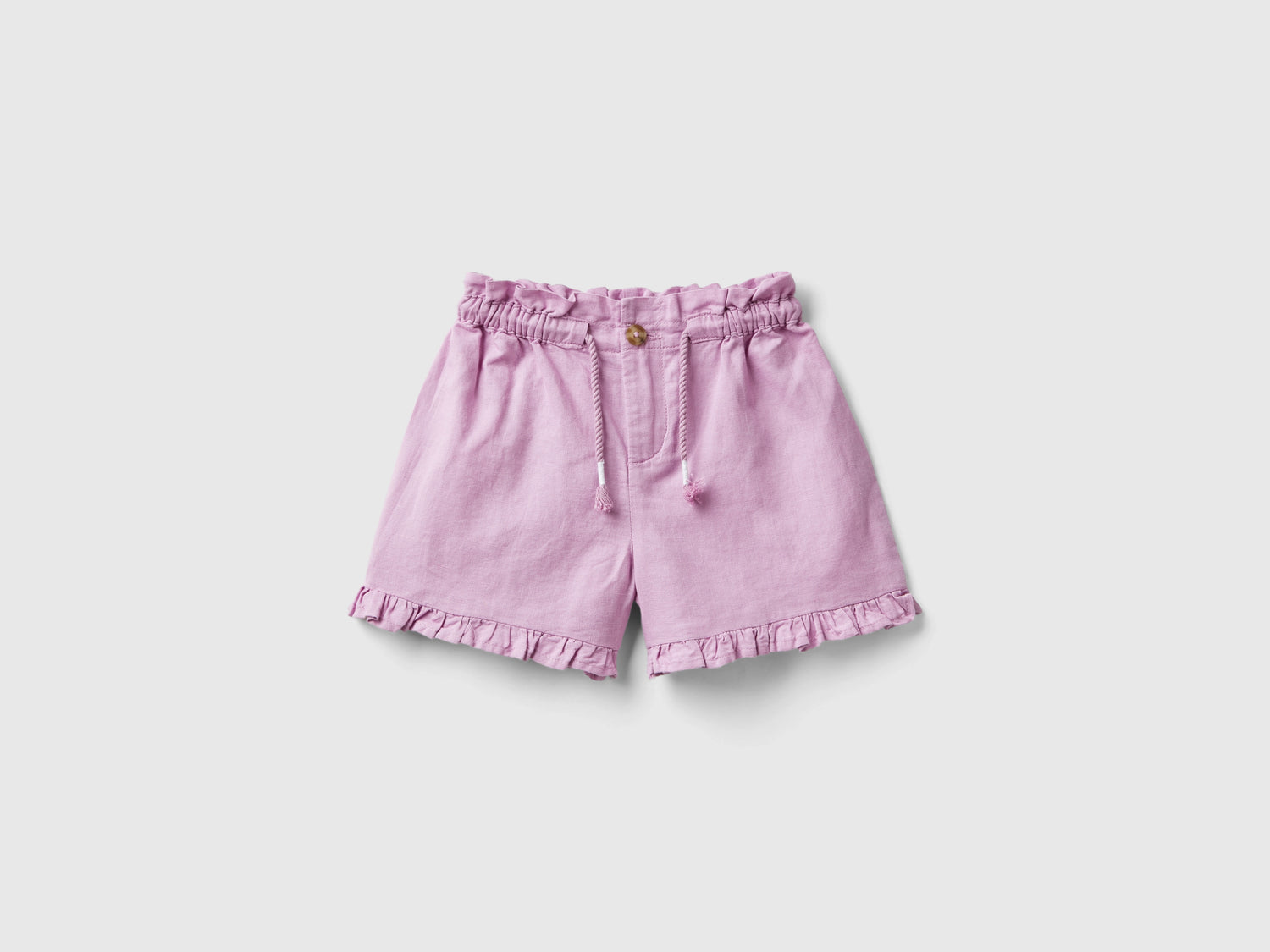 Shorts con coulisse in misto lino da bimba lilla | Benetton Outlet