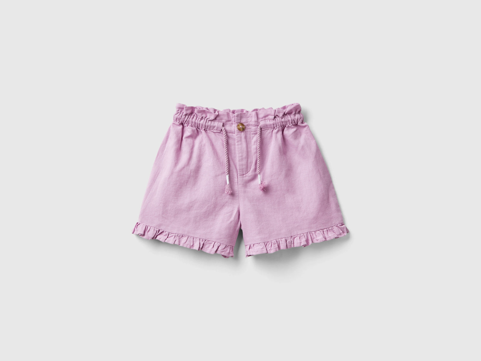 Shorts con coulisse in misto lino da bimba lilla | Benetton Outlet
