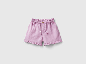 Shorts con coulisse in misto lino