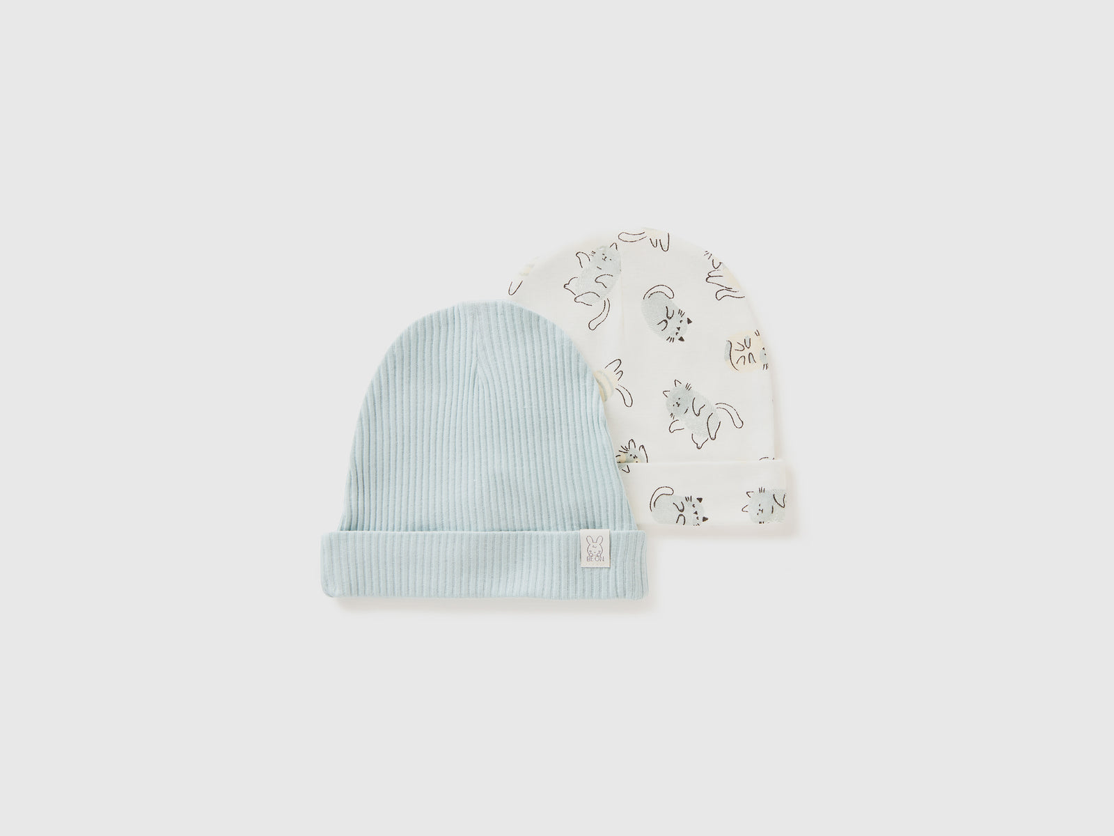 Due cappellini in cotone bio da neonato multi-color | Benetton Outlet