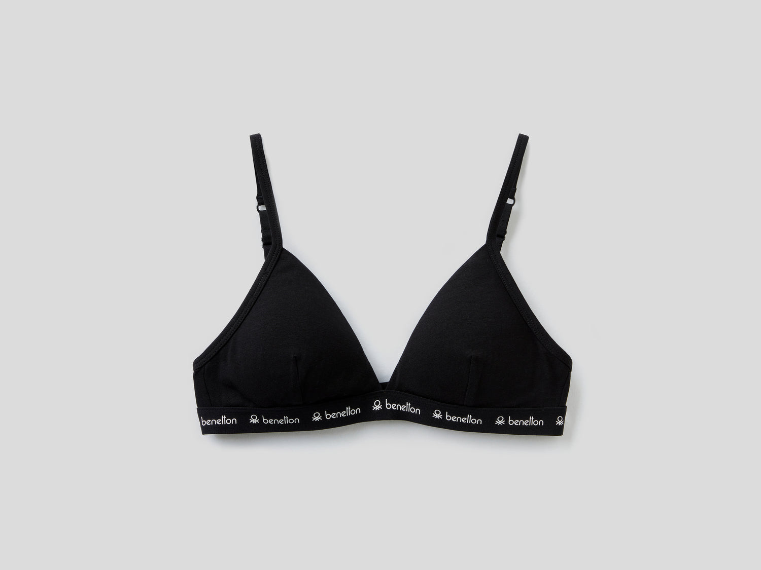 Reggiseno a triangolo con elastico logato da donna nero | Benetton Outlet