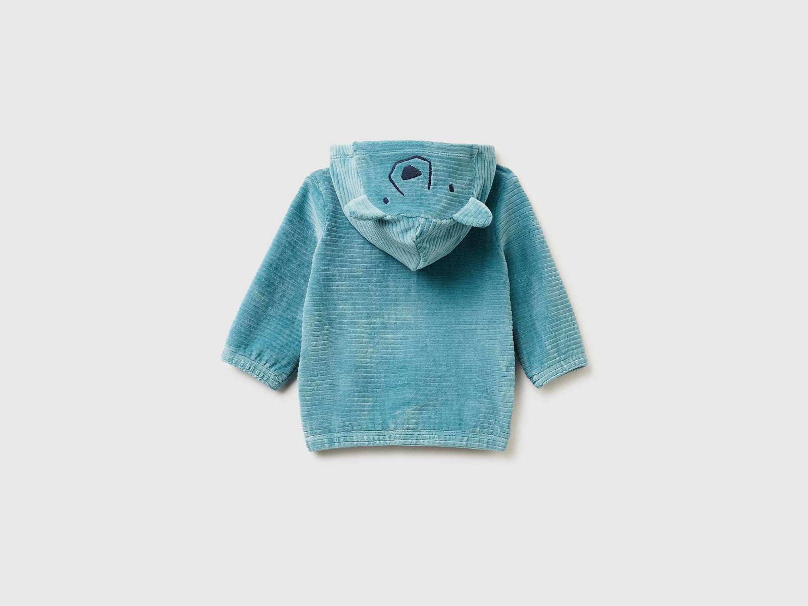Felpa in ciniglia con cappuccio da neonato verde ottanio 2 | Benetton Outlet
