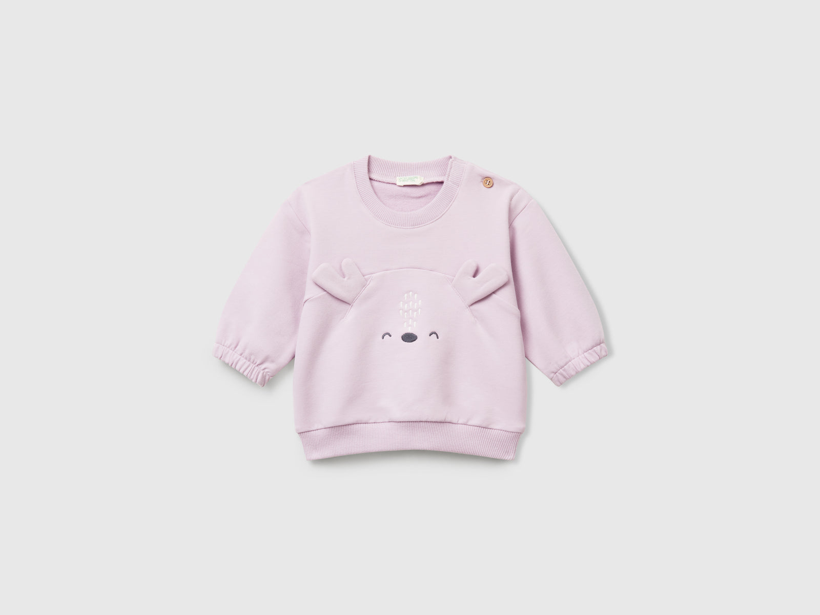 Felpa con ricamo e patch da neonato lavanda | Benetton Outlet