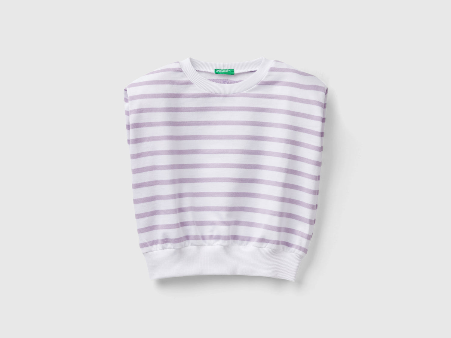 Top in felpa a righe da bambina lilla | Benetton Outlet