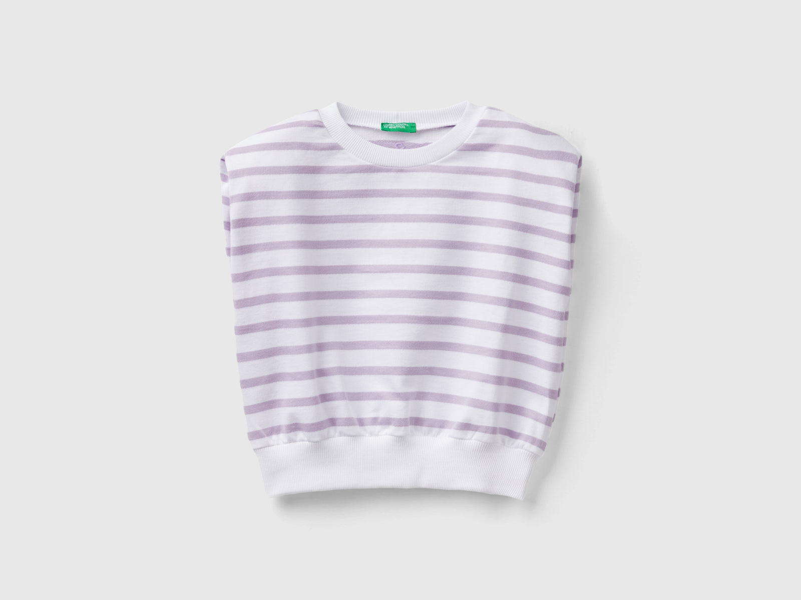 Top in felpa a righe da bambina lilla | Benetton Outlet