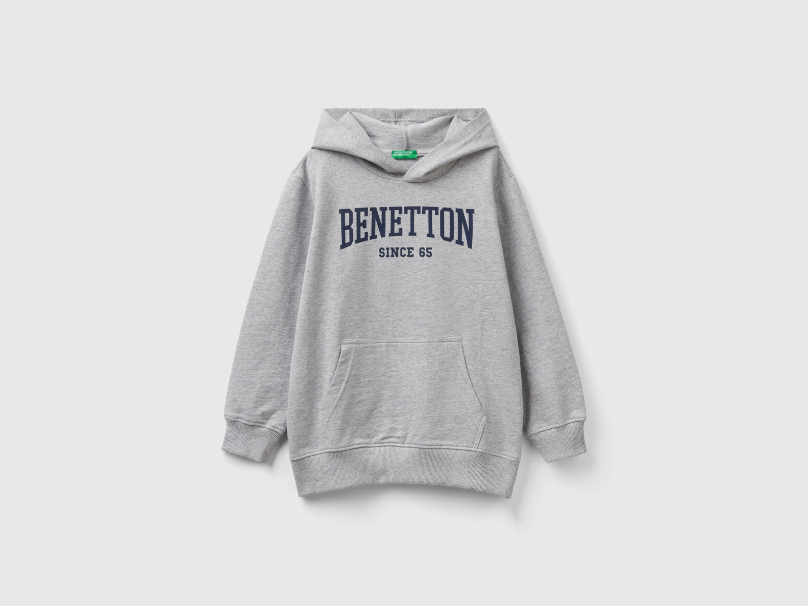 Felpa leggera con cappuccio da bambino grigio chiaro | Benetton Outlet