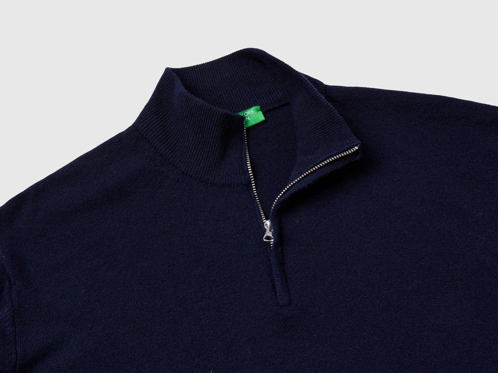 Maglia zippata blu notte in 100% lana Merino da uomo blu scuro 3 | Benetton Outlet