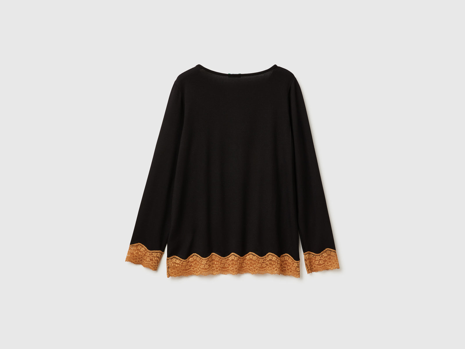 Maglia fluida con pizzo da donna nero 2 | Benetton Outlet