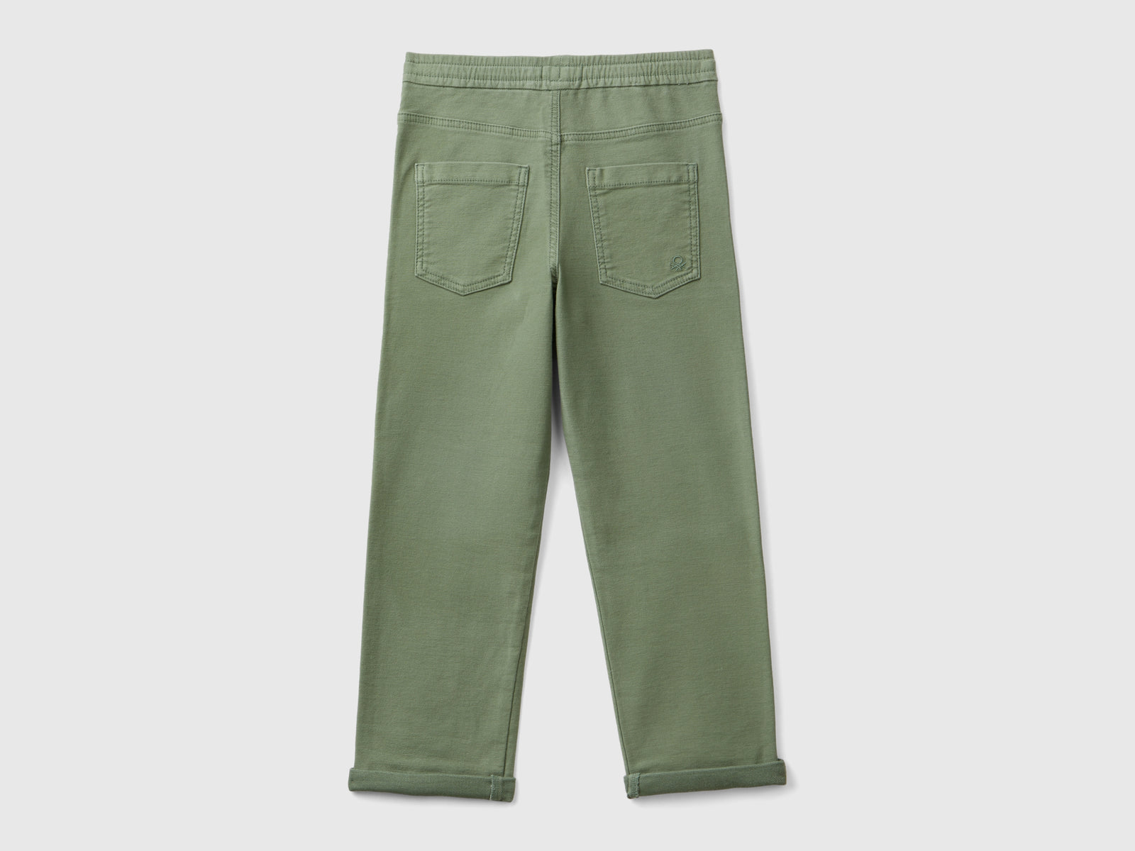 Cotton blend joggers with drawstring da bambino verde chiaro 2 | Benetton Outlet