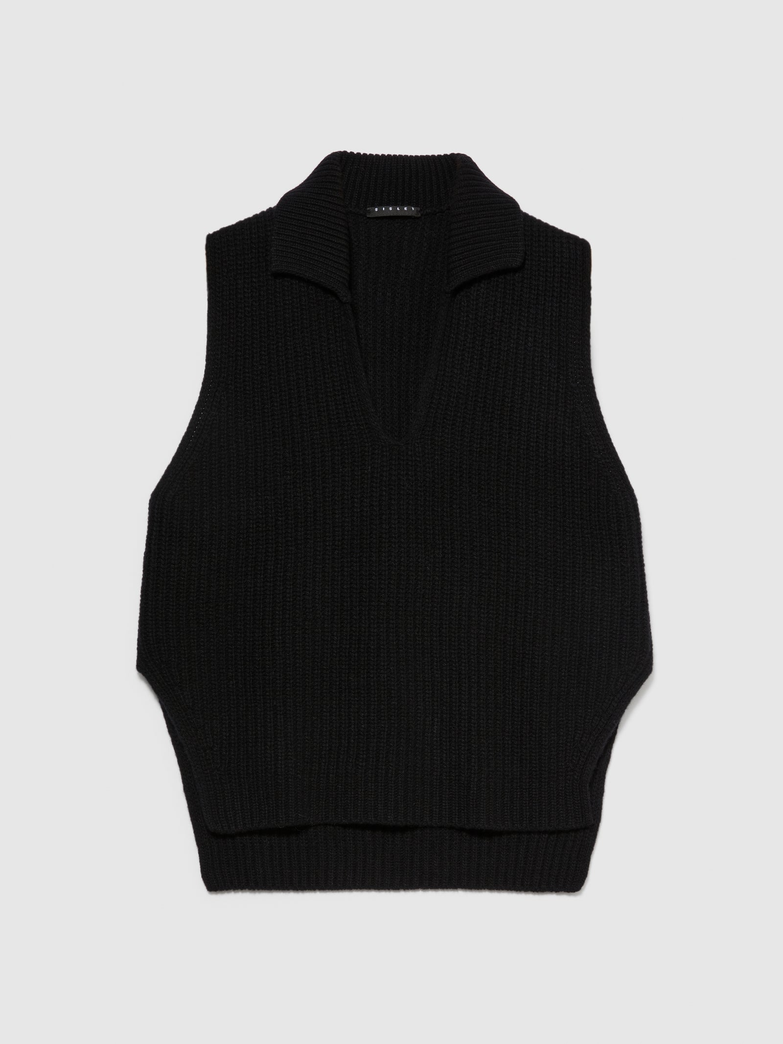 Gilet con colletto da donna nero | Sisley Outlet