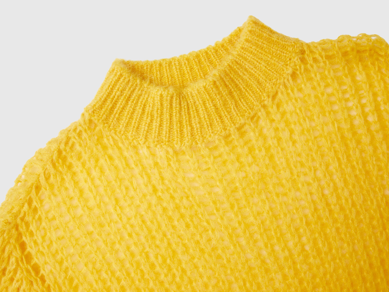 Mohair blend mesh turtleneck da donna giallo 3 | Benetton Outlet