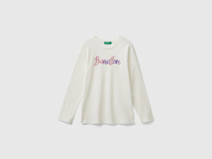T-shirt manica lunga con stampa glitter