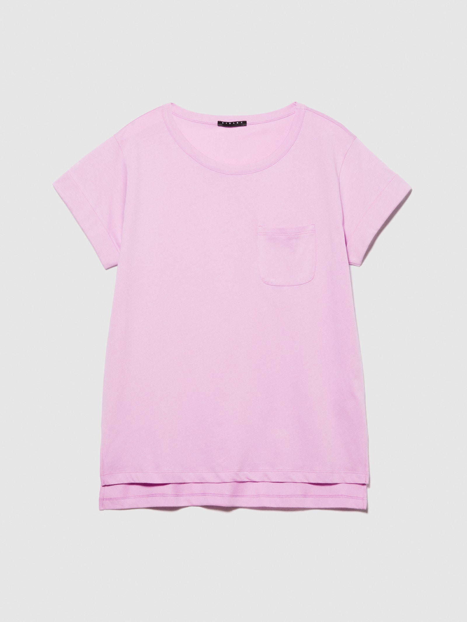 T-shirt con taschino 100% cotone bio da donna rosa tenue | Sisley Outlet