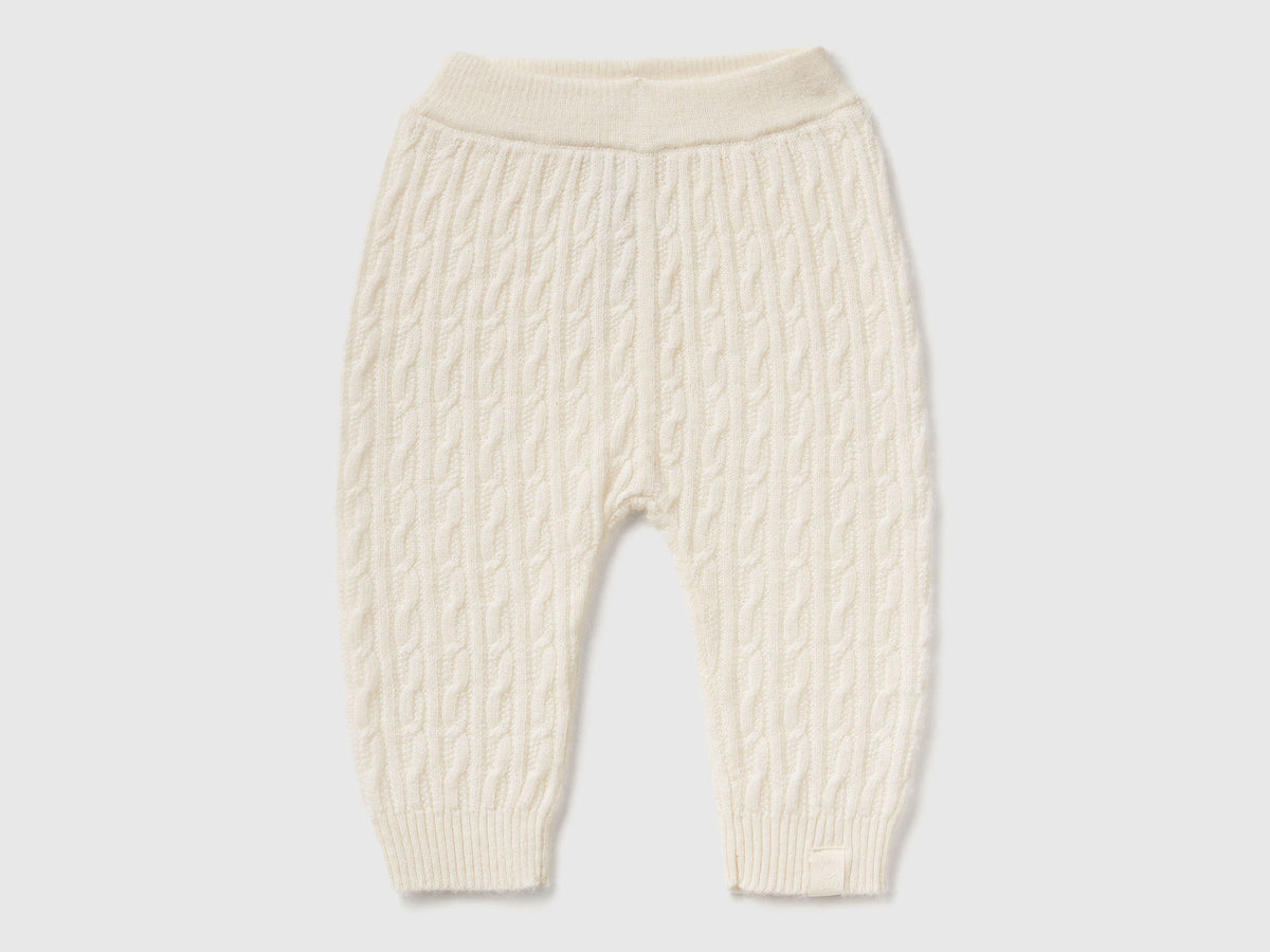 Pantaloni con trecce in misto lana