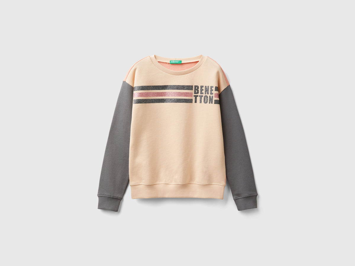 Felpa 100% cotone con logo glitter