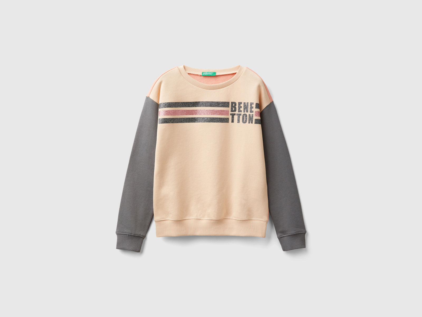 Felpa 100% cotone con logo glitter da bambina multi-color | Benetton Outlet