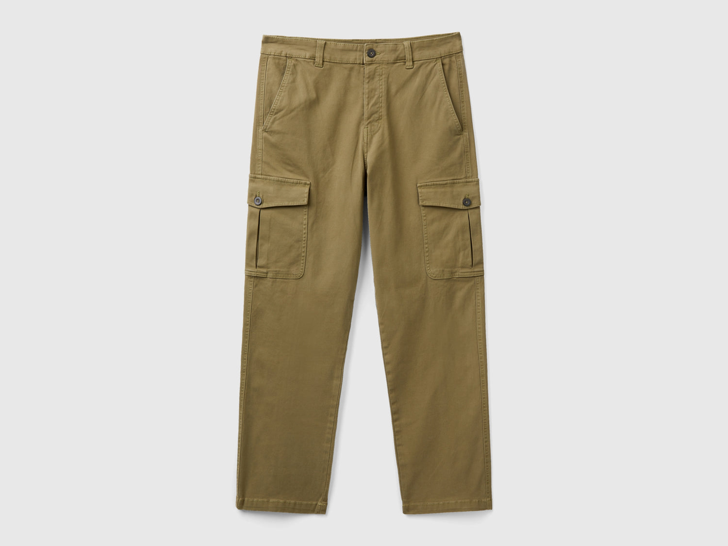 Pantaloni cargo straight fit da uomo verde militare | Benetton Outlet