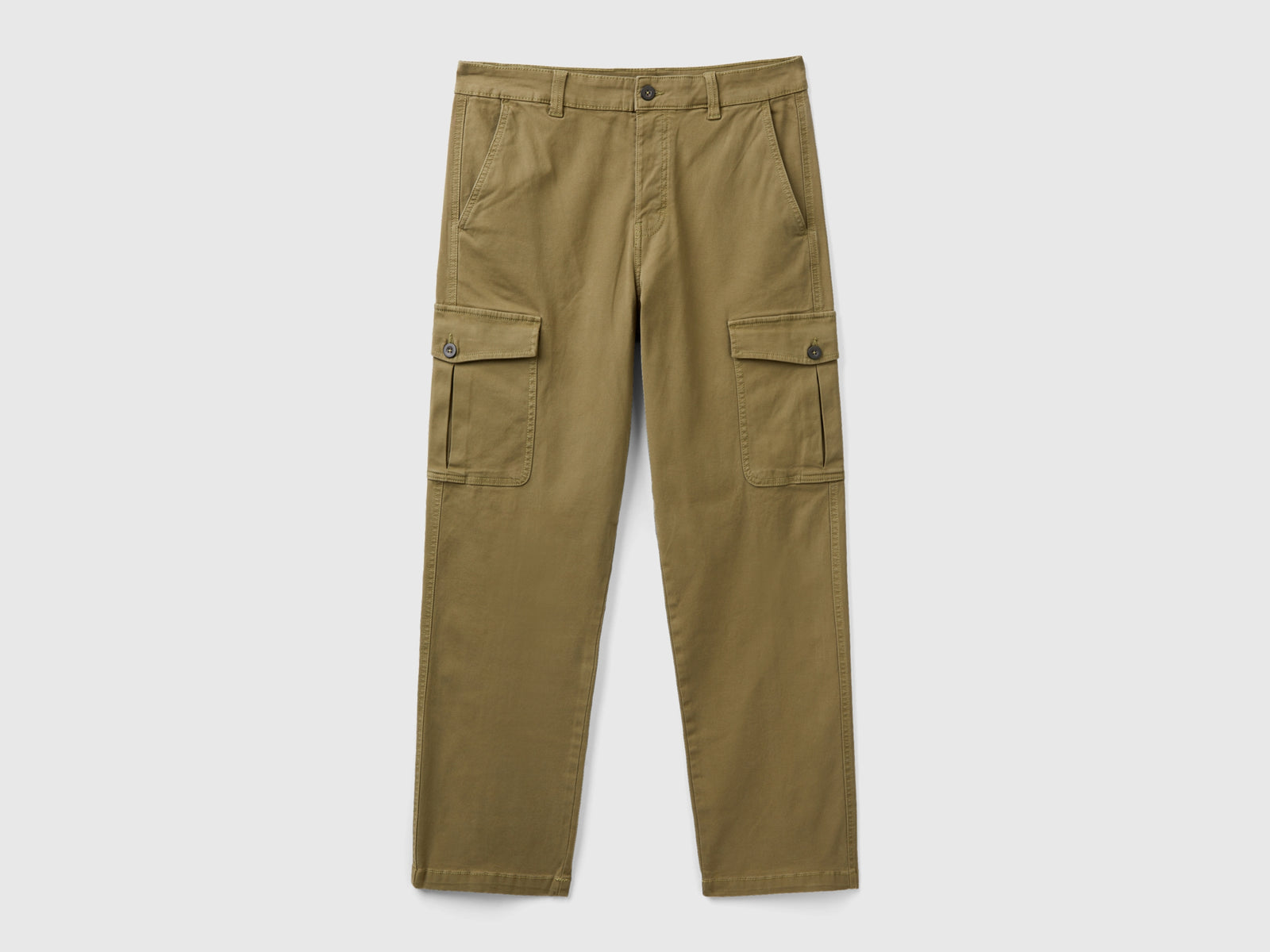Pantaloni cargo straight fit da uomo verde militare | Benetton Outlet