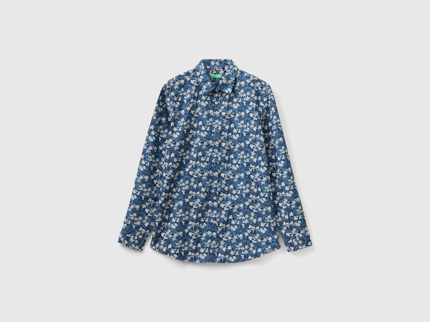 Camicia fantasia slim fit da uomo blu | Benetton Outlet