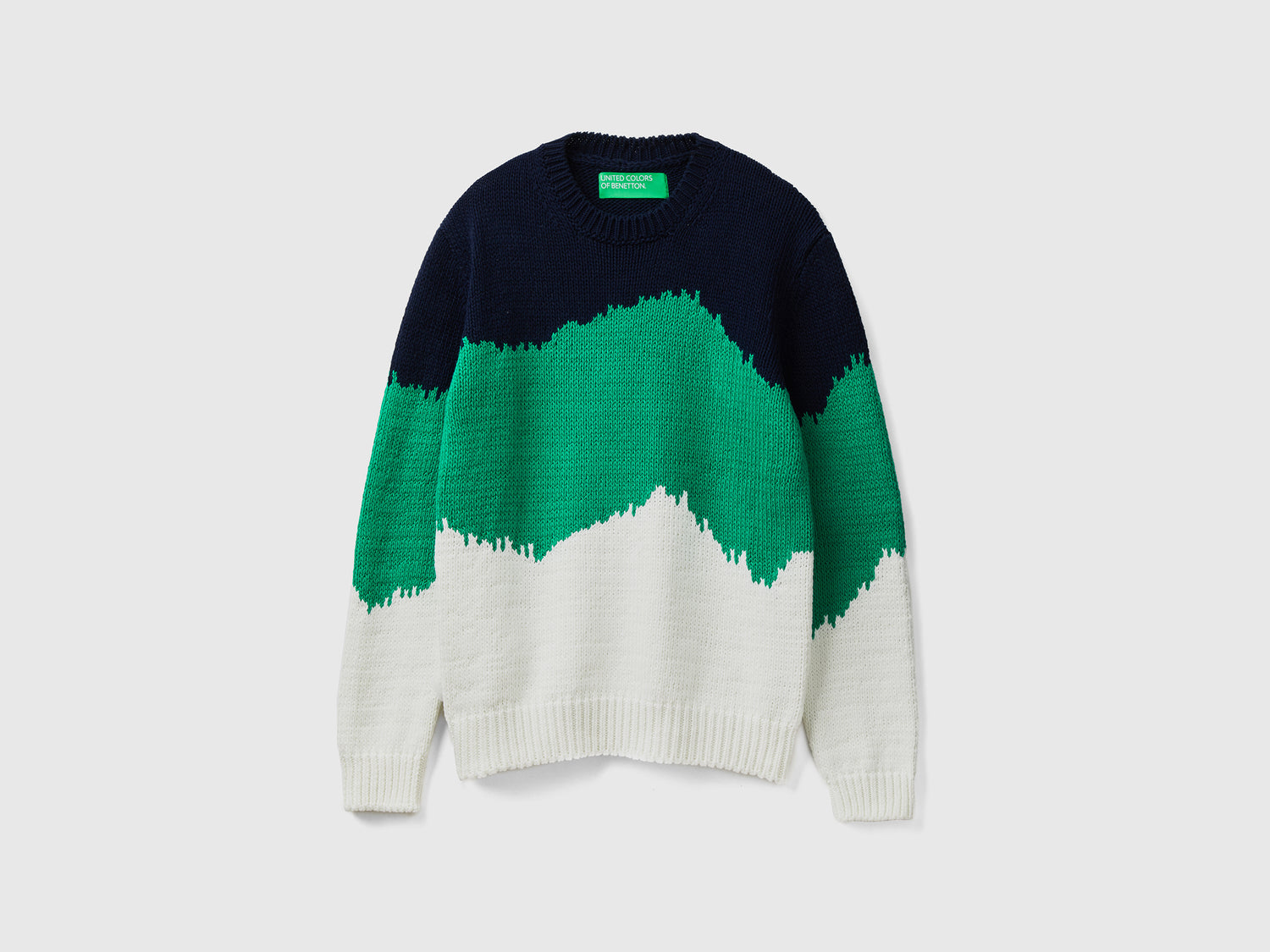 Maglione color block da uomo verde | Benetton Outlet