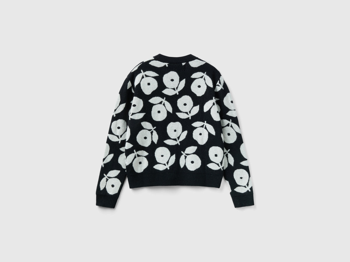 Cardigan con intarsi floreali