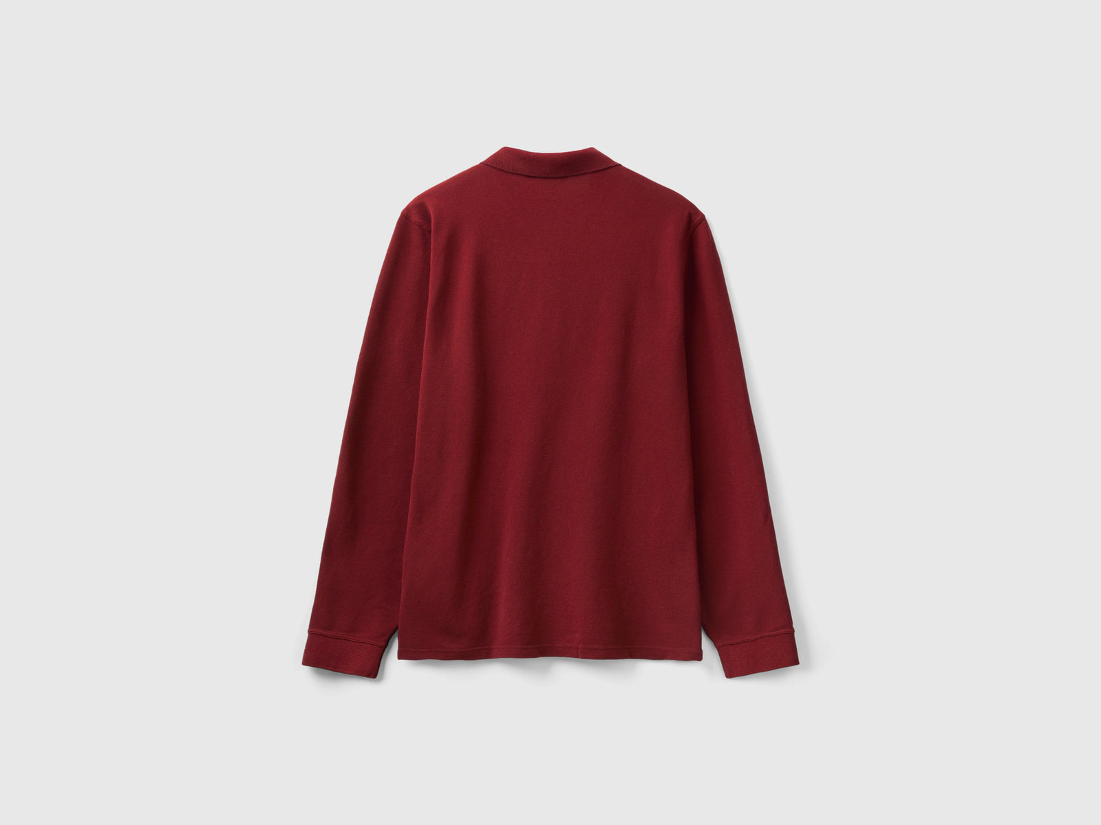 Polo a manica lunga 100% cotone da uomo bordeaux 2 | Benetton Outlet