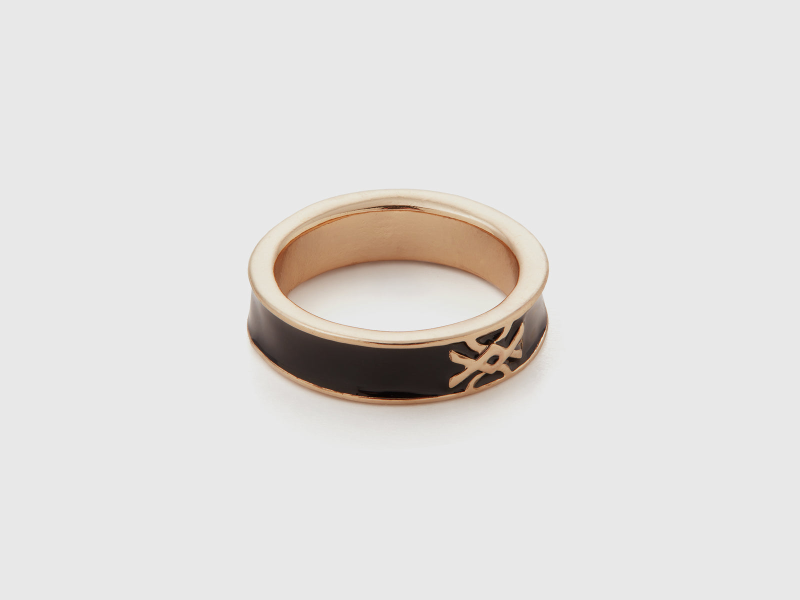 Anello a fascia con logo da donna nero 2 | Benetton Outlet