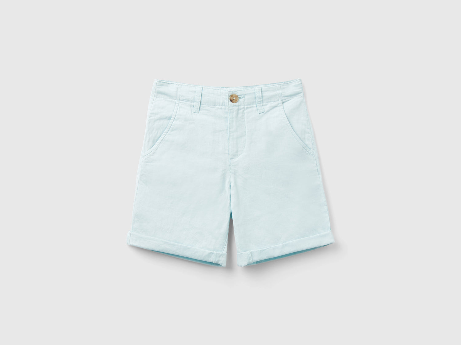 Bermuda chino in misto lino da bambino azzurro | Benetton Outlet