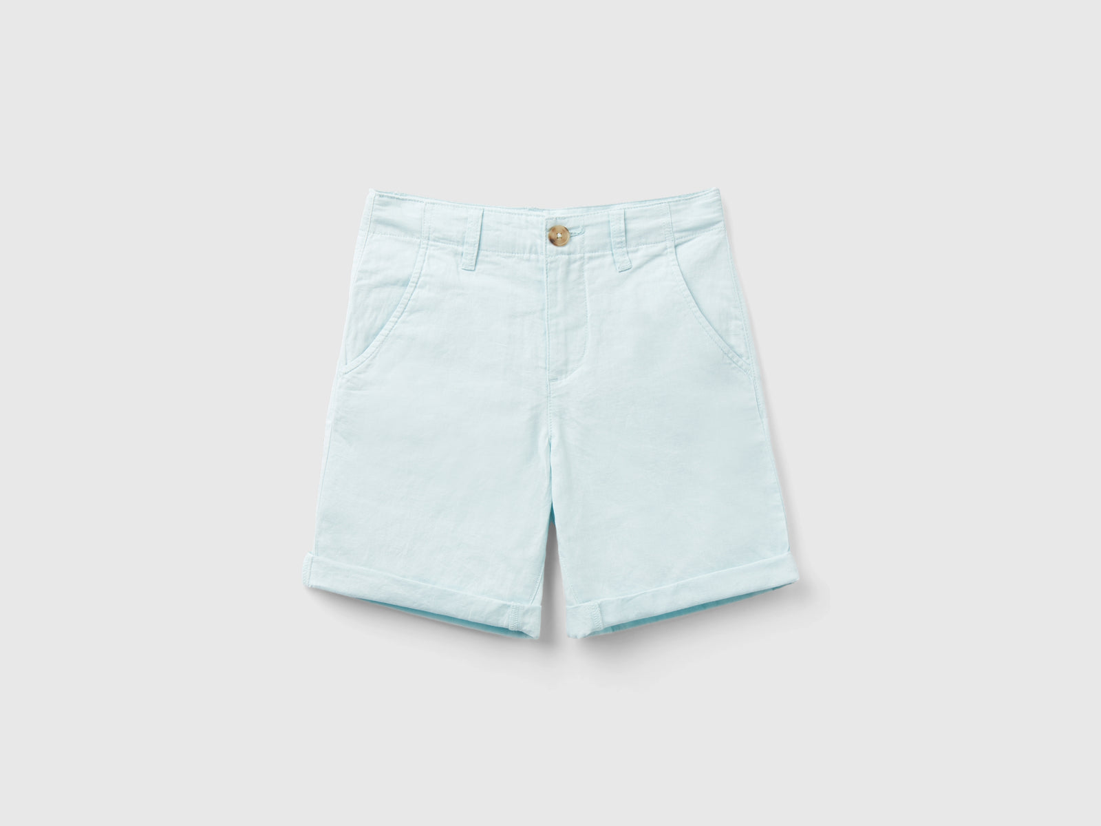 Bermuda chino in misto lino da bambino azzurro | Benetton Outlet