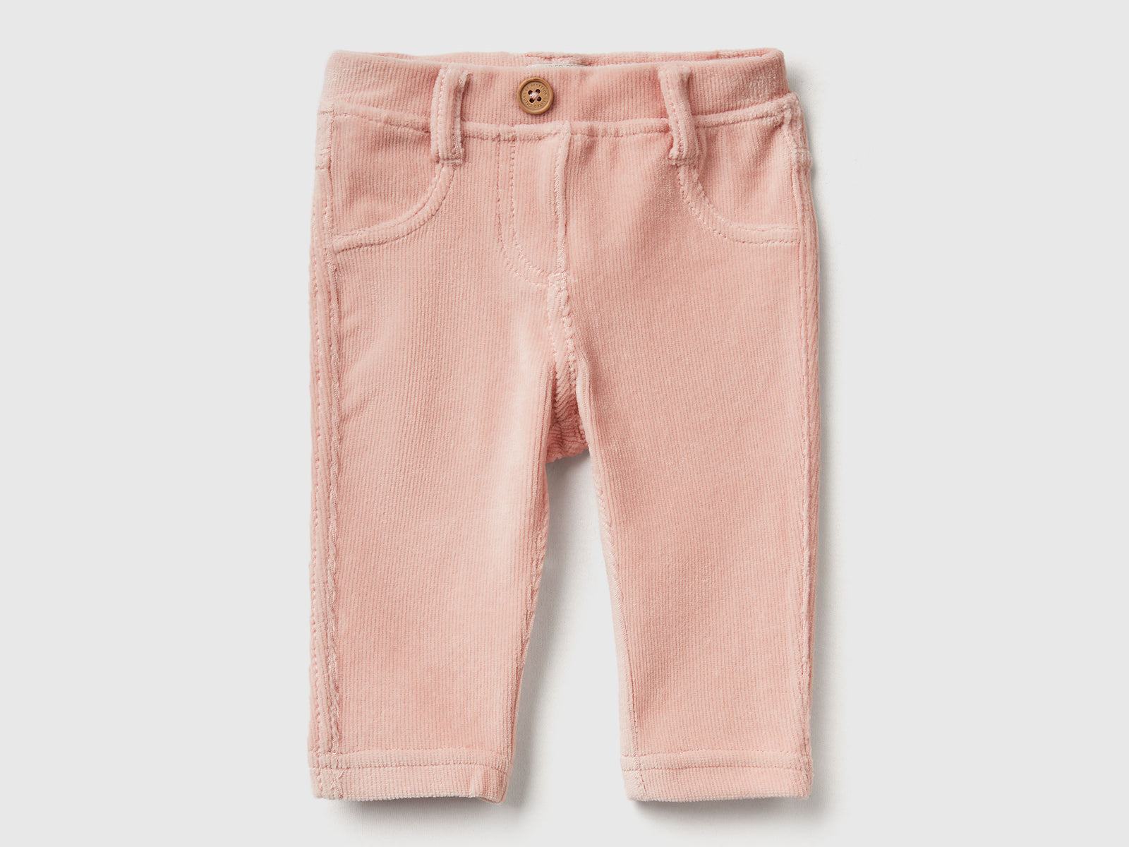 Pantaloni in ciniglia stretch da neonato rosa tenue | Benetton Outlet