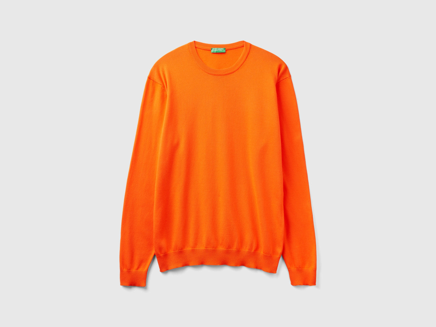 Maglia girocollo 100% cotone da uomo arancione | Benetton Outlet