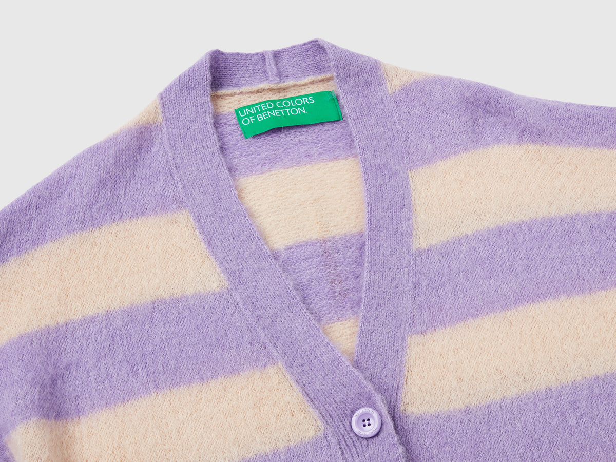 Cardigan a righe in misto alpaca