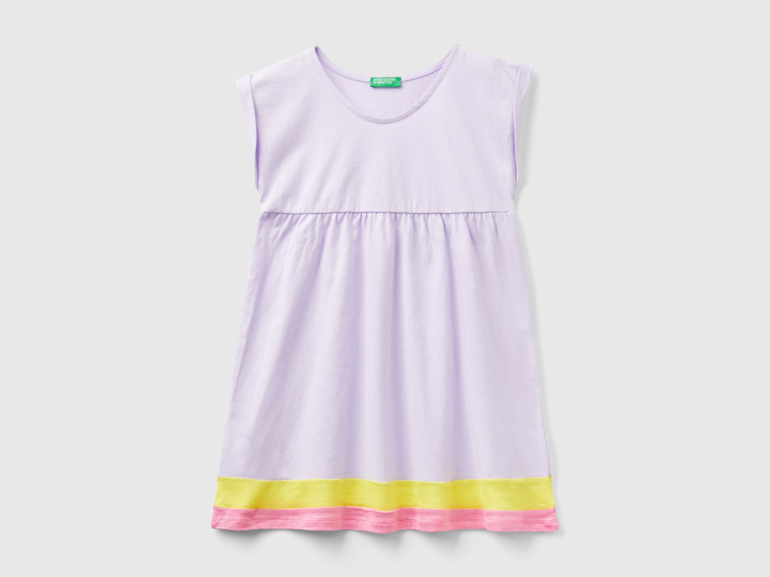 Vestito corto in puro cotone da bambina lilla | Benetton Outlet